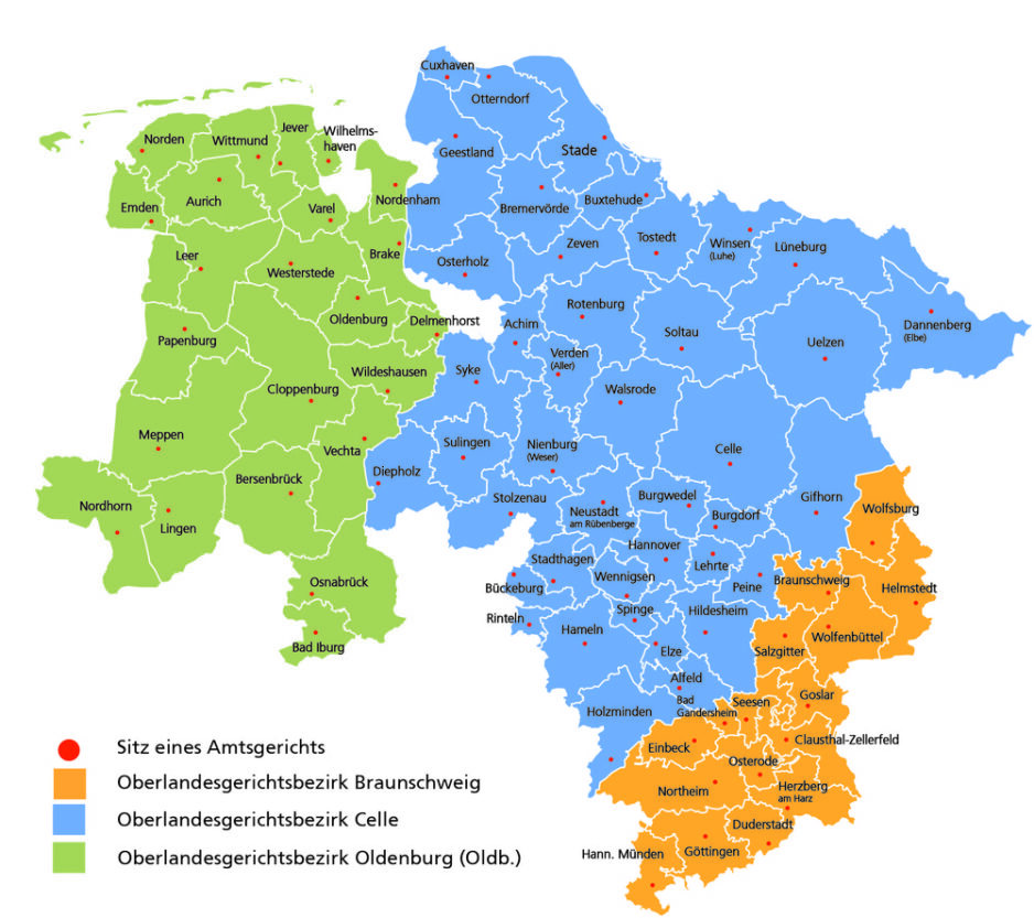 Standorte – Karriereportal Justiz Niedersachsen